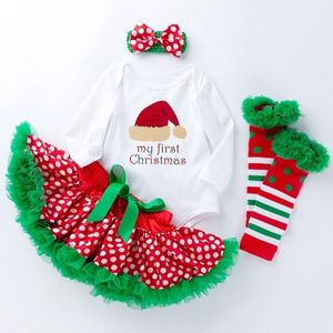 Baby Christmas Long Sleeve Cartoon Romper Net Gauze Tutu Set (Kleur: Kerst hoed maat: 73)
