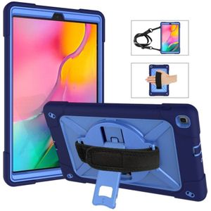 For Galaxy Tab A 10.1 (2019) T510 Contrast Color Silicone + PC Combination Case with Holder(Navy Blue + Blue)