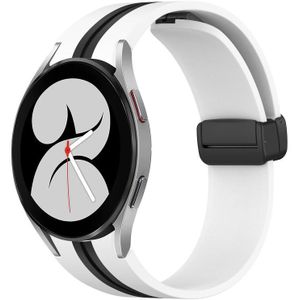 Voor Samsung Galaxy Watch 4 40 mm opvouwbare magnetische sluiting siliconen horlogeband (wit + zwart)
