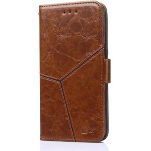 For OnePlus 6 Geometric Stitching Horizontal Flip TPU + PU Leather Case with Holder & Card Slots & Wallet(Light Brown)