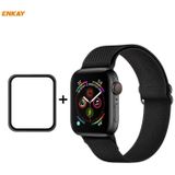For Apple Watch Series 6/5/4/SE 40mm Hat-Prince ENKAY 2 in 1 Adjustable Flexible Polyester Wrist Watch Band + Full Screen Full Glue PMMA Curved HD Screen Protector(Black)