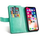 For iPhone XR Multifunctional Zipper Horizontal Flip Leather Case with Holder & Wallet & 9 Card Slots & Lanyard(Mint Green)