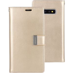 MERCURY GOOSPERY RICH DIARY PU + TPU Crazy Horse Texture Horizontal Flip Leather Case for Galaxy S10+  with Card Slots & Wallet & Photo frame(Gold)