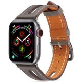 Top-grain Leather Watchband For Apple Watch Series 6 & SE & 5 & 4 40mm / 3 & 2 & 1 38mm(Grey)