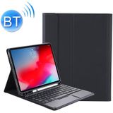 YT07B-A Detachable Candy Color Skin Texture Round Keycap Bluetooth Keyboard Leather Case with Touch Control & Pen Slot & Stand For iPad 9.7 inch (2018) & (2017) / Pro 9.7 inch / Air 2 /Air(Black)