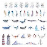 TH001-22 6 Sets Japanese Paper Decoration Hand Account DIY Sticker(Blue Empress Whale)