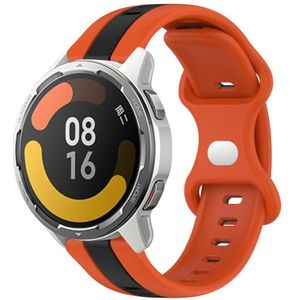 Voor Xiaomi MI Watch Color 2 22 mm vlindergesp tweekleurige siliconen horlogeband (oranje + zwart)