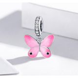 S925 Sterling Silver Pink Butterfly Pendant DIY Bracelet Necklace Accessories