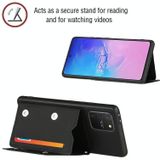 For Samsung Galaxy M80s & A91 Skin Feel PU + TPU + PC Back Cover Shockproof Case with Card Slots & Holder & Photo Frame(Black)