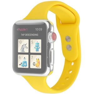 For Apple Watch Series 6 & SE & 5 & 4 40mm / 3 & 2 & 1 38mm Thin Silicone Double Buckle Replacement Wrist Strap(Yellow)