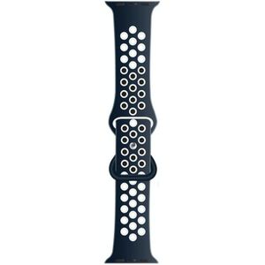 Butterfly Buckle Dual-tone Liquid Silicone Replacement Watchband For Apple Watch Series 7 & 6 & SE & 5 & 4 40mm  / 3 & 2 & 1 38mm(Navy+White)