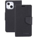 GOOSPERY CANVAS DIARY Canvas Texture Horizontal Flip PU Leather Case with Holder & Card Slots & Wallet For iPhone 13(Black)