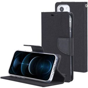 GOOSPERY CANVAS DIARY Canvas Texture Horizontal Flip PU Leather Case with Holder & Card Slots & Wallet For iPhone 13(Black)