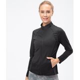 Herfst en winter rits lange mouwen sportjas voor dames (kleur: zwart maat: XXL)