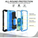 For Samsung Galaxy S20 FE / FE 5G PC + Rubber 3-layers Shockproof Protective Case with Rotating Holder(Black + Blue)