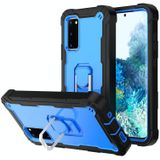 For Samsung Galaxy S20 FE / FE 5G PC + Rubber 3-layers Shockproof Protective Case with Rotating Holder(Black + Blue)