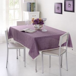 Decorative Tablecloth Imitation Linen Lace Table Cloth Dining Table Cover  Size:130x170cm(Purple)