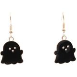 2 Sets Halloween Jewelry Alloy Ghost oorbellen ketting (zwarte oorbellen+ketting)