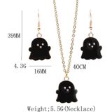2 Sets Halloween Jewelry Alloy Ghost oorbellen ketting (zwarte oorbellen+ketting)