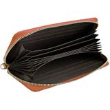 Genuine Cowhide Leather Litchi Texture Zipper Long Style Card Holder Wallet RFID Blocking Coin Purse Card Bag Protect Case with Hand Strap for Women  Size: 20*10.5*3cm(Brown)