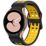 Voor Samsung Galaxy Watch 5 40 mm dubbele rij gaten tweekleurige siliconen horlogeband (zwart geel)