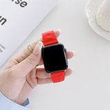 Modern Style Silicone Replacement Strap Watchband For Apple Watch Series 6 & SE & 5 & 4 40mm / 3 & 2 & 1 38mm  Style:Silver Buckle(Red)
