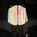 Ladies Colorful Reflective Shorts Anti-glare Drawstring Shorts (Color:Dark Green Size:XL)