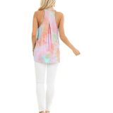 Tie-Dye Print V-hals Vest T-shirt voor Dames (Kleur: Oranje Maat: L)