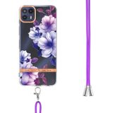 Voor Motorola Moto G50 5G Flowers Series TPU-telefoonhoesje met Lanyard (Purple Begonia)