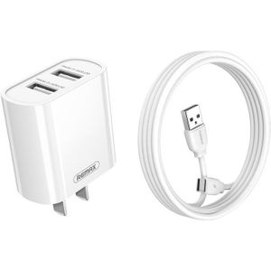 REMAX RP-U35 Jane Series 2.1A Dual USB Port Fast Charger Set  Cable:USB-C/Type-C(CN Plug)