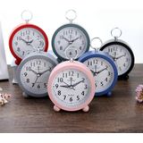 2 PCS Office Home Round Alarm Clock Student Watch Gift(Grey)