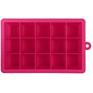 15 Grids DIY Big Ice Cube Mold Square Shape Silicone Ice Tray Fruit Ice Cream Maker(Rose Red)