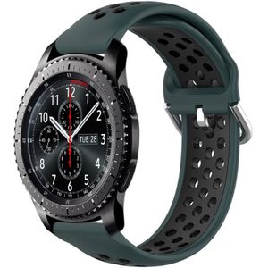 Voor Samsung Gear S3 Frontier 22 mm geperforeerde ademende sport siliconen horlogeband (olijfgroen + zwart)