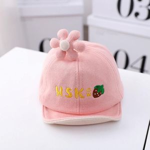 MZ9947 Cartoon Three-dimensional Little Flower Baby Peaked Cap Embroidery Baby Hat  Size: 46cm (Adjustable)(Pink)