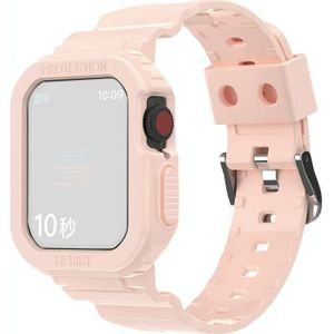 Gletsjer Transparante TPU Geïntegreerde vervangingsriem Watchband voor Apple Watch Series 7 45mm (Pink)