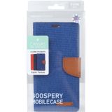 Goofspery Canvas Diary Cross Texture Horizontale Flip Lederen Case met Houder & Card Slots & Portemonnee voor iPhone 13 Pro (Blauw)