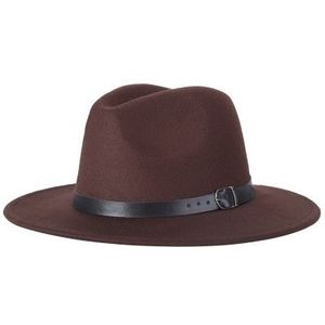 Men Fedoras Women Jazz Hat Black Woolen Blend Cap Outdoor Casual Hat(Coffe)