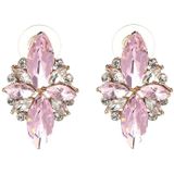 Five-leaf Petal Crystal Earrings Pink Diamond Earrings Simple Jewelry(Light green)