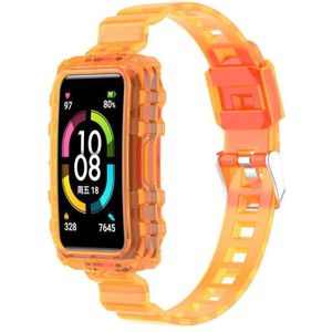 Voor Huawei Band 7 Integrated Transparant Silicone Watch Band (Orange)