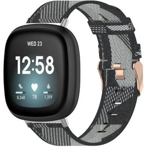 Voor Fitbit Versa 3 Nylon Weave Canvas Horlogeband (Grijs)