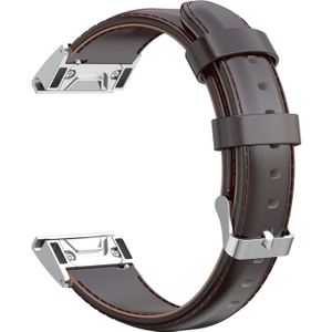 For Garmin Fenix 6X Oil Wax Calfskin Quick Release Strap(Coffee)