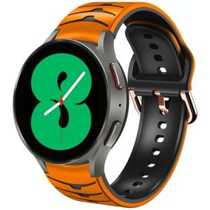 Voor Samsung Galaxy Watch 4 44 mm gebogen textuur siliconen horlogeband (oranje + zwart)