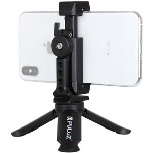 PULUZ Folding Plastic Tripod + Horizontal / Vertical Shooting Metal Clamp with Cold Shoe for iPhone  Galaxy  Huawei  Xiaomi  Sony  HTC  Google and other Smartphones