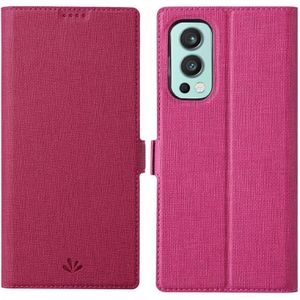 Vili K-serie schokbestendige TPU + PU lederen magnetische gesp horizontale flip case met kaart slots & portemonnee en houder voor OnePlus Nord 2 5G (Rose rood)