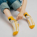 Cartoon Abstract Pattern Casual Creative Tube Socks  Size:One Size(Yellow Bottom Fat Woman)
