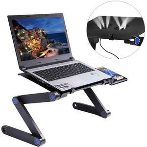 Portable 360 Degree Adjustable Foldable Aluminium Alloy Desk Stand with Double CPU Fans & Mouse Pad for Laptop / Notebook (Black)