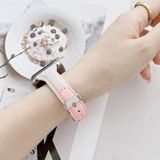 Small Waist Color Matching Leather Replacement Strap Watchband For Apple Watch Series 7 & 6 & SE & 5 & 4 40mm  / 3 & 2 & 1 38mm(Pink+White)