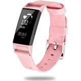 For Fitbit Charge 3 Watch Nylon Canvas Strap Plastic Connector Length: 21cm(Pink)