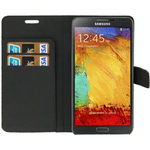 Litchi Texture Leather Case with Credit Card Slots & Holder for Galaxy Note III / N9000  (Black)