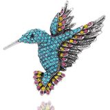 2 PCS Inlaid Bee Bird Brooch Personality Clothing Pins Scarf Buckle(Blue Diamond)